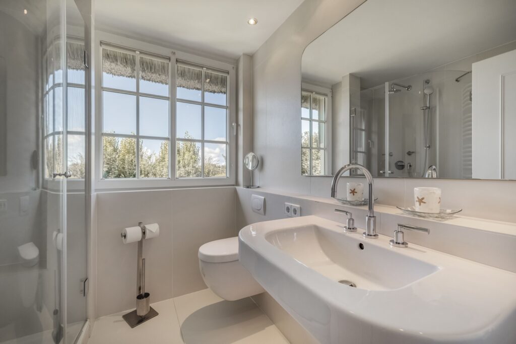 Badezimmer in Ferienhaus auf Sylt